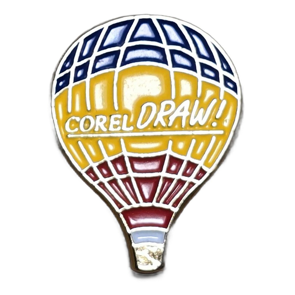 CorelDraw Software Hot Air Balloon Logo Vintage Enamel Lapel Vest Hat Pin E21
